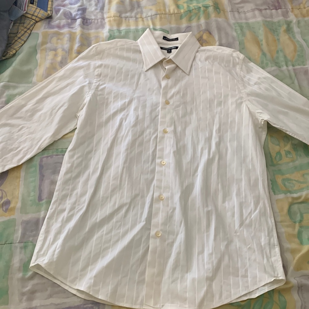 Express formal white striped button down, size medium